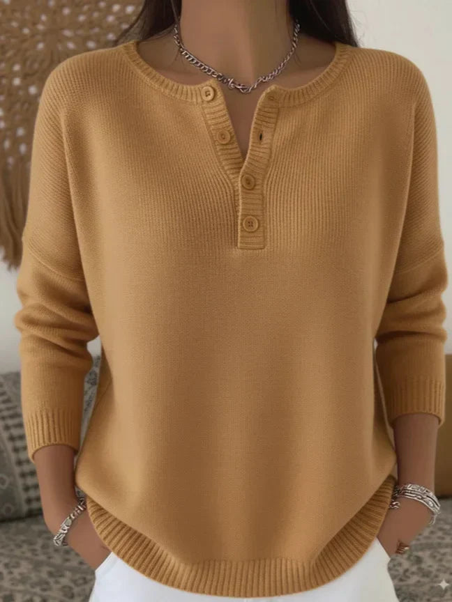 Nenneke™ | Eleganter Langarm Pullover Mit Knopf